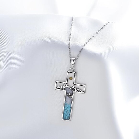 Mountain Necklace 925 Sterling Silver Mustard Seed Pendant Necklace Faith Jewelr - Picture 4 of 7